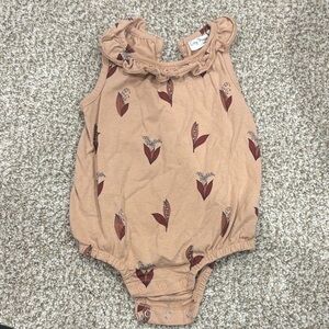 Cozy Rust Floral Ruffle Baby One-Piece Bodysuit